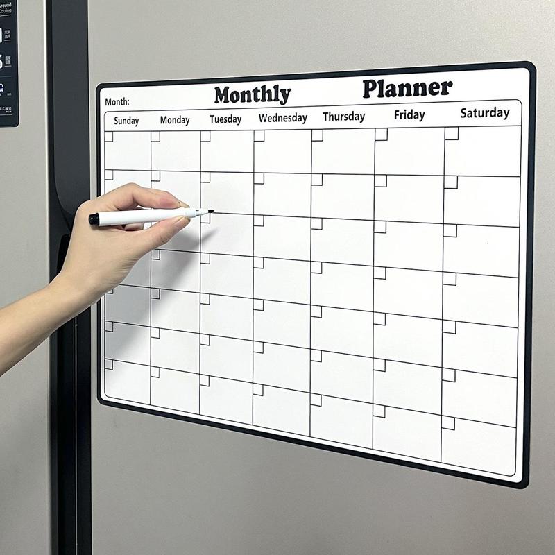 Dry Erase Fridge Magnetic Calendar, 1 Count Magnetic Monthly Planner, Magnetic Dry Erase Calendar, Kitchen Decor, Monthly Planner for Refrigerator