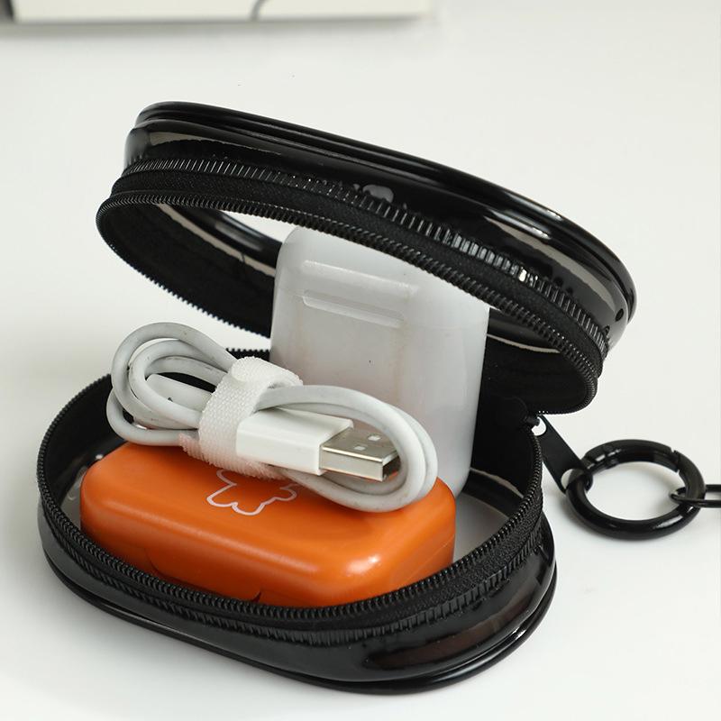 Charging Cable Storage Bag, Data Cable Charger Charging Storage Box, Transparent Portable Headphone Storage Box, Transparent Compact Organizer for Travel, Data Cables, Headphones & More