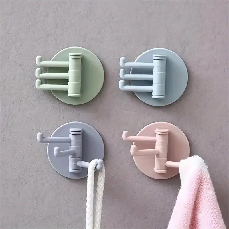 Self Adhesive 3 Hooks Key Hook, 5 Counts Wall Mounted Key Hook, Home Organizer for Kitchen & Bathroom, Home Space Saver, Home Supplies