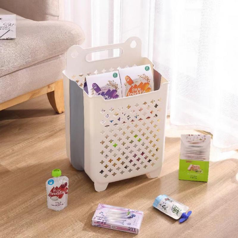 Foldable Wall Mounted Laundry Basket, 1 Count Large Capacity Plastic Clothes Toy Storage Basket with Handle, Household Storage Organizer for Home Bathroom