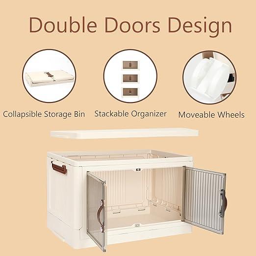 NLDD's 5-Tier Stackable Cabinet Organiser: Collapsible Storage Boxes with Lids & Doors, Versatile, Dustproof for Every Room, Kitchen, Security