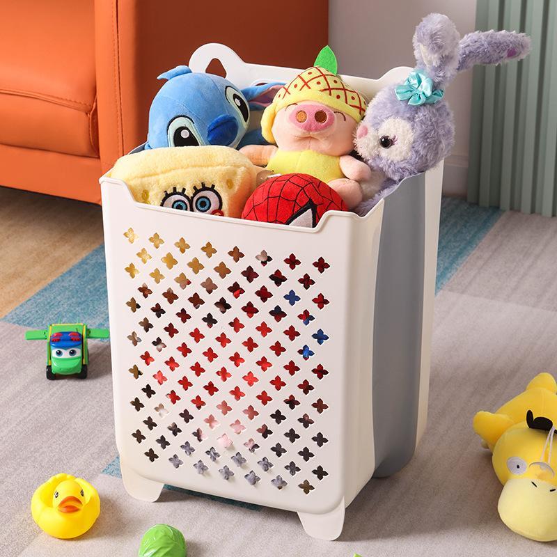 Foldable Wall Mounted Laundry Basket, 1 Count Large Capacity Plastic Clothes Toy Storage Basket with Handle, Household Storage Organizer for Home Bathroom