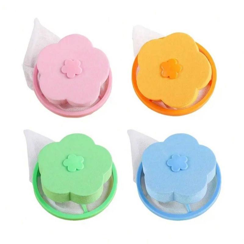 Random Color Washing Machine Hair Remover, 1 Count Flower Shaped Washing Machine Hair Catcher Laundry Bag, Household Laundry Tool