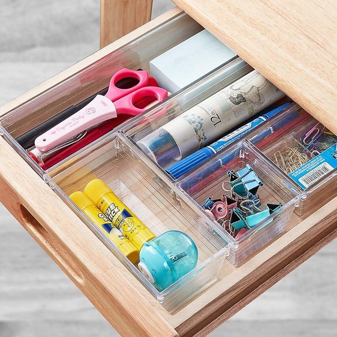 Drawer Organizer Storage Trays for Makeup, Kitchen, Bedroom, Office, Desk, Versatile Plastic Clear Drawer Organizer.