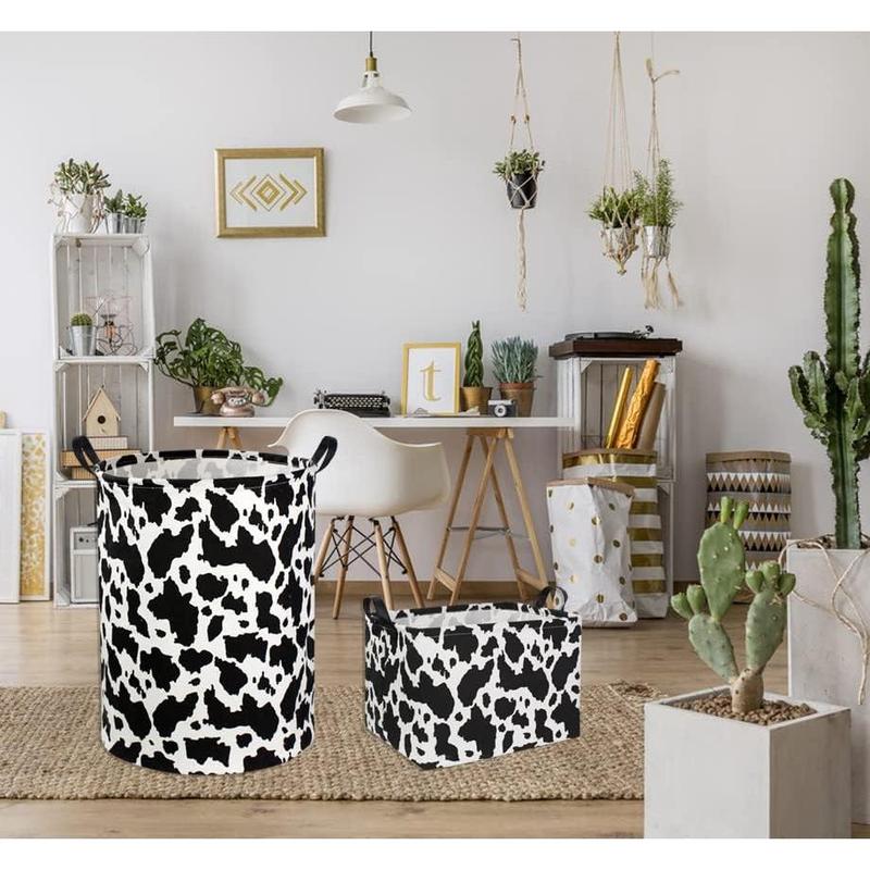 Hot Sale-Cow Print Laundry Basket Nursery Clothes Hamper Collapsible Toy Storage Bin Organizer with Handles for,Boys and Girls Room Decor(Cow)