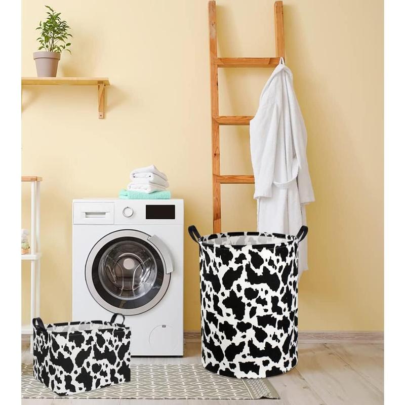 Hot Sale-Cow Print Laundry Basket Nursery Clothes Hamper Collapsible Toy Storage Bin Organizer with Handles for,Boys and Girls Room Decor(Cow)