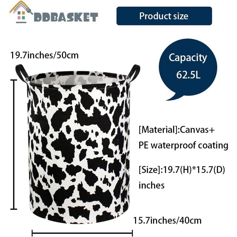 Hot Sale-Cow Print Laundry Basket Nursery Clothes Hamper Collapsible Toy Storage Bin Organizer with Handles for,Boys and Girls Room Decor(Cow)