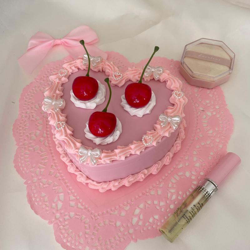 Pink Coquette Cherry Heart Decor Box