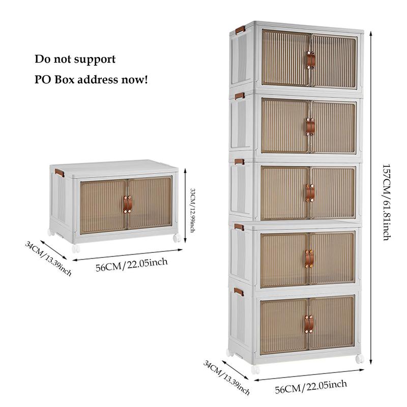 NLDD's 5-Tier Stackable Cabinet Organiser: Collapsible Storage Boxes with Lids & Doors, Versatile, Dustproof for Every Room, Kitchen, Security