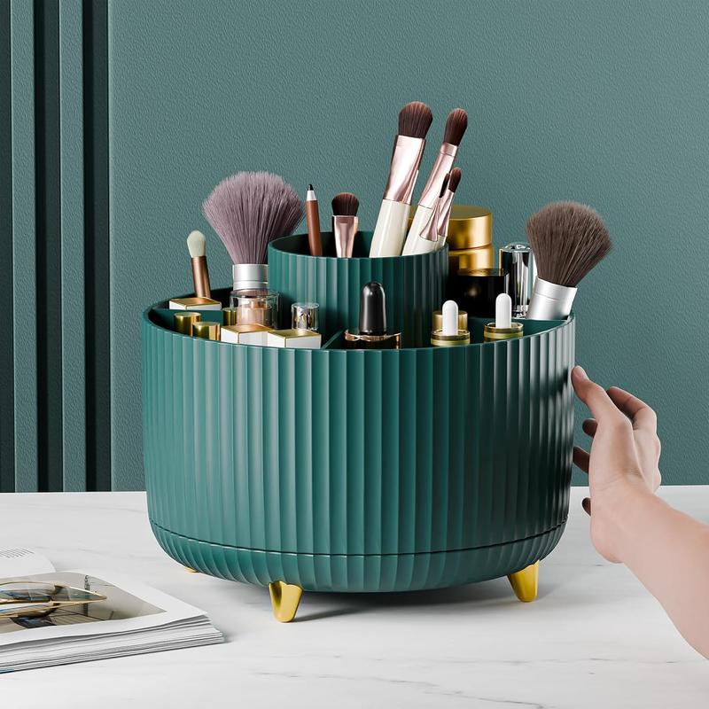 360 Rotate Makeup Brush Holder Organizer, Makeup Organizers Countertop, Makeup organization and Skincare Storage for Vanity, Desktop, Bathroom (Green)