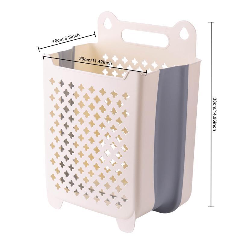 Foldable Wall Mounted Laundry Basket, 1 Count Large Capacity Plastic Clothes Toy Storage Basket with Handle, Household Storage Organizer for Home Bathroom