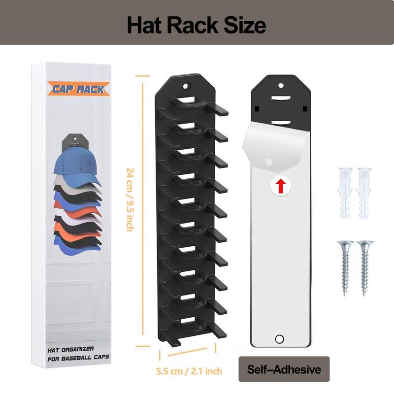 Hat Organizer for Baseball Caps, 1 Count Wall Mounted Hat Storage Display Rack, Space Saving Hat Hanger for Door, Bedroom, Closet