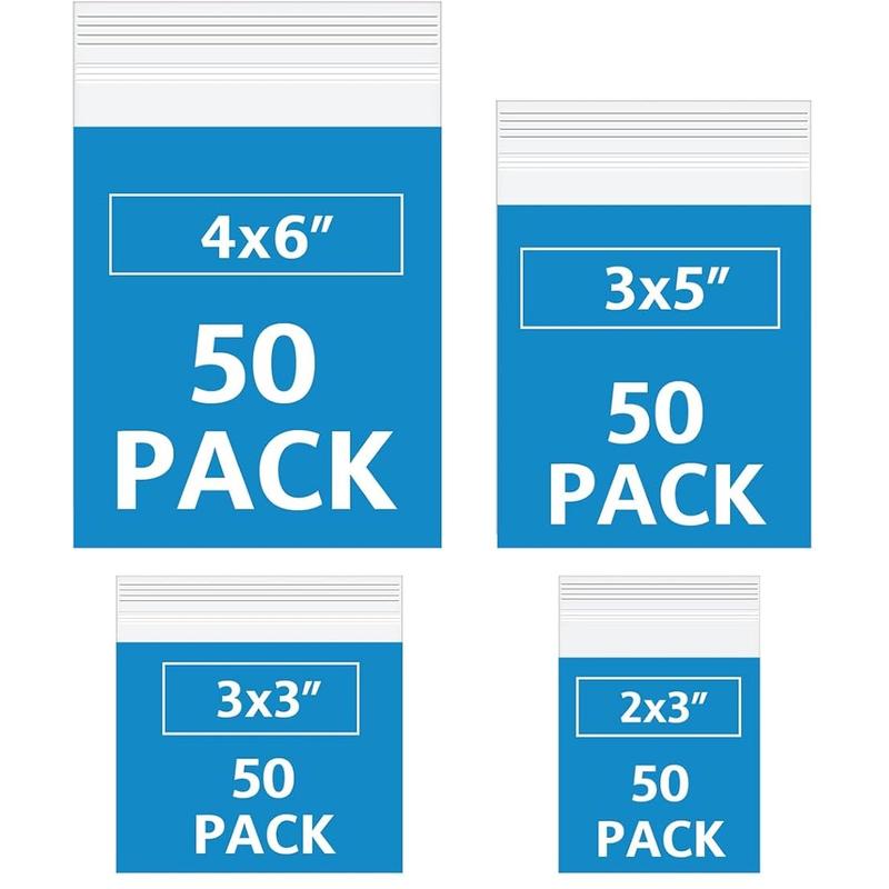 Small Clear Plastic Baggies with Assorted Sizes Ranged from 1.5x2 to 4x6 inches. 2 Mil Thick Poly Self-Lock Bags for Jewelry, Bead, Pills Organiser.