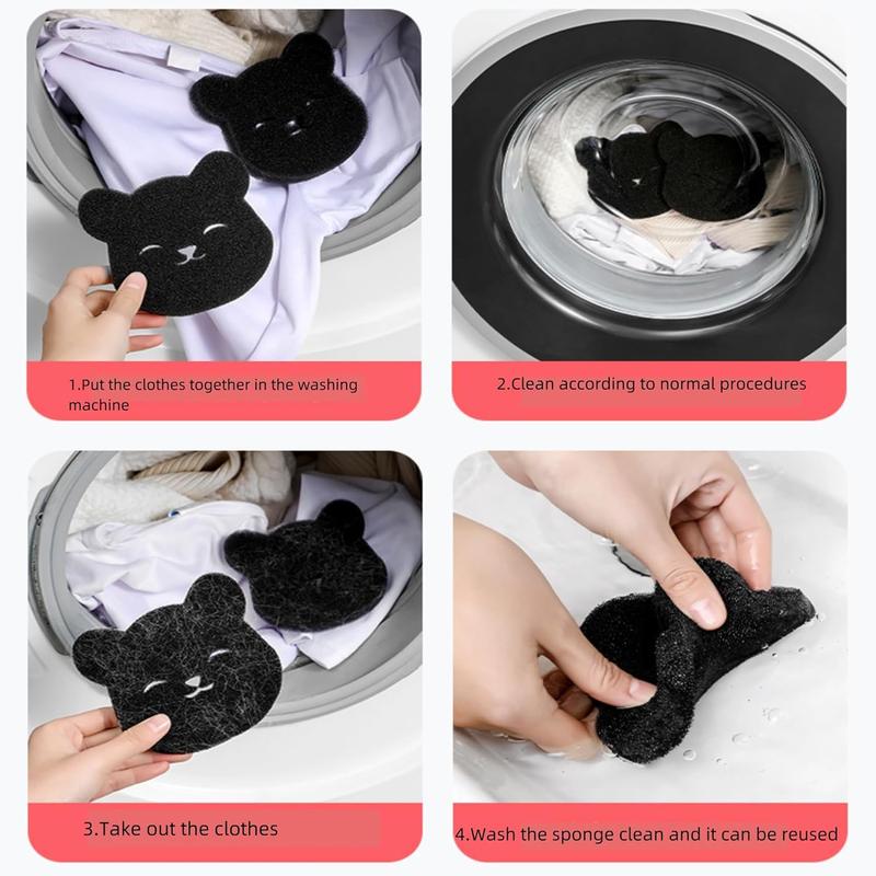 4-Pack Bear Design Laundry Balls: Reusable Pet Hair Remover Sponges for Laundry. Great for gifts and Christmas decorations!