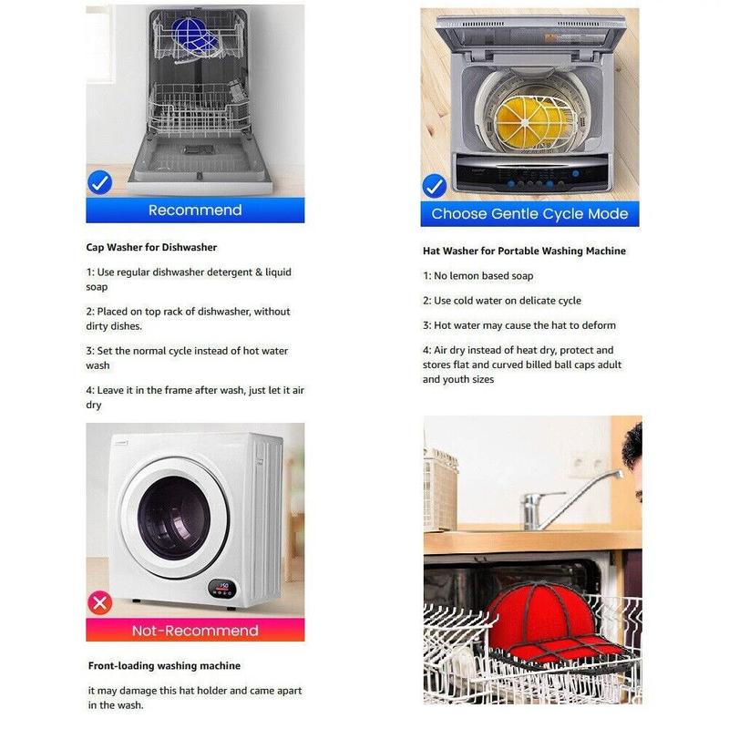 2 Pack Hat Washer Baseball Cap Cleaner Machine Washing Cage Holder Frame Net BL Accessories Laundry