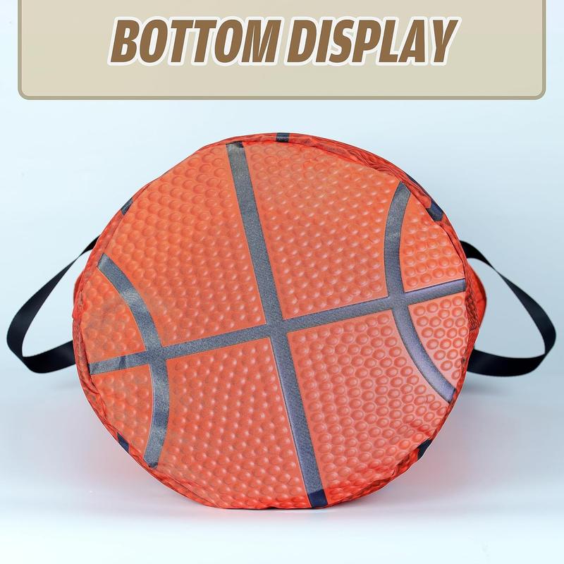 Basketball Texture Laundry Basket Ball Foldable Waterproof Oxford Cloth Funny Tote Bag Laundry Hamper Clothes Storage Bucket Toy Organizer For Bathroom Laundry Storage Bedroom 17.7x13.7 Inch