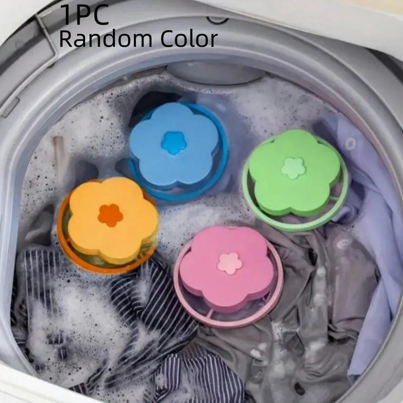 Random Color Washing Machine Hair Remover, 1 Count Flower Shaped Washing Machine Hair Catcher Laundry Bag, Household Laundry Tool