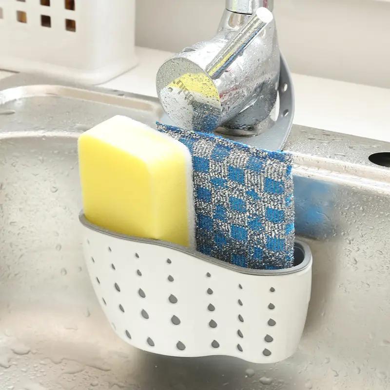 Faucet Drainer Basket, 1 Count 2 Counts Double Layer Sink Hanging Bag, Sink Sponge Storage Basket For Kitchen