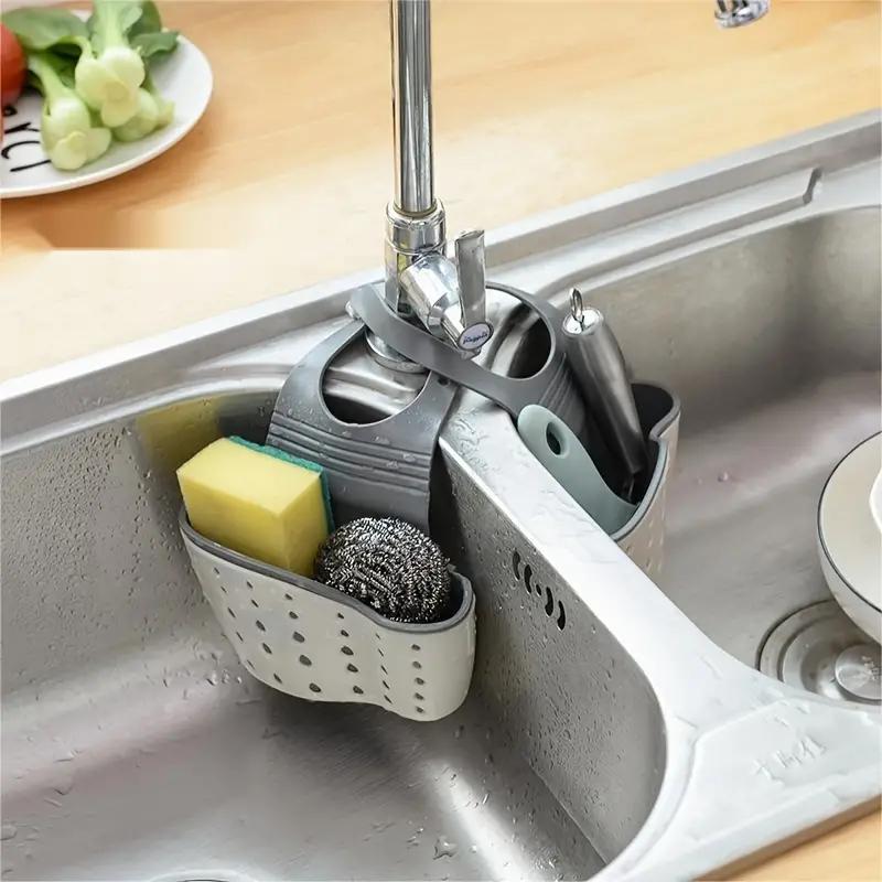 Faucet Drainer Basket, 1 Count 2 Counts Double Layer Sink Hanging Bag, Sink Sponge Storage Basket For Kitchen