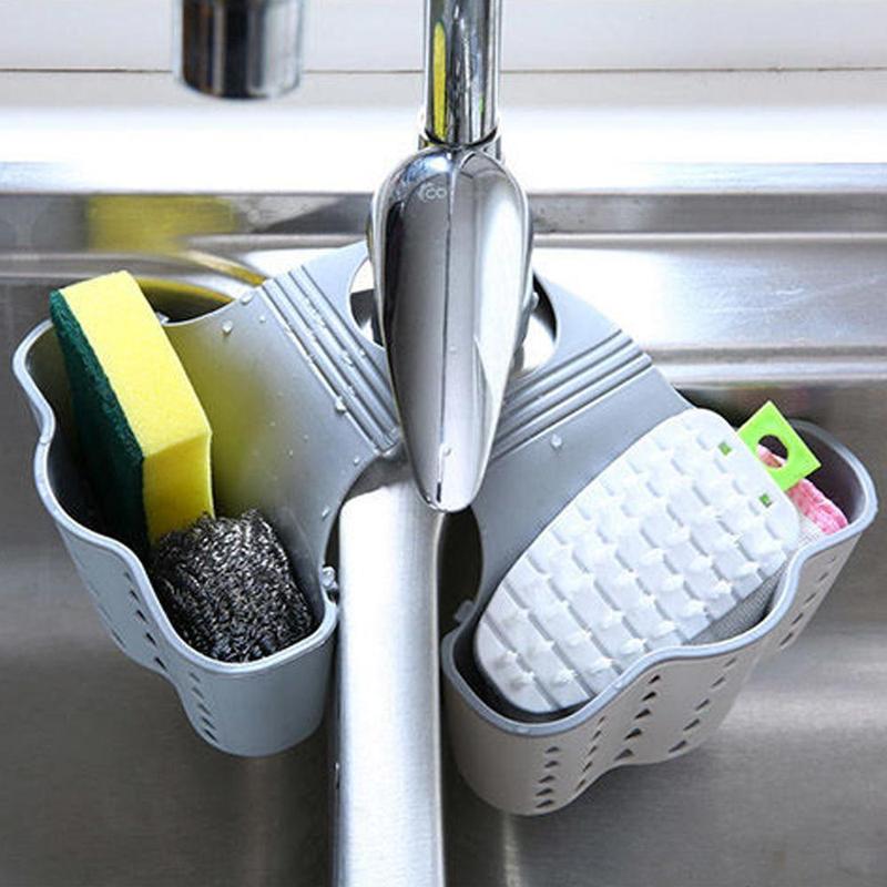 Faucet Drainer Basket, 1 Count 2 Counts Double Layer Sink Hanging Bag, Sink Sponge Storage Basket For Kitchen