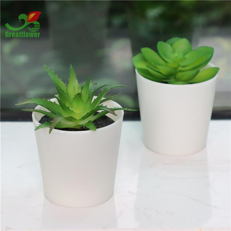 Artificial Succulent Plant with Pot, 3pcs set Plastic Simulated Potted Plant Ornaments, Decorative Fake Plant for Office Home Decor