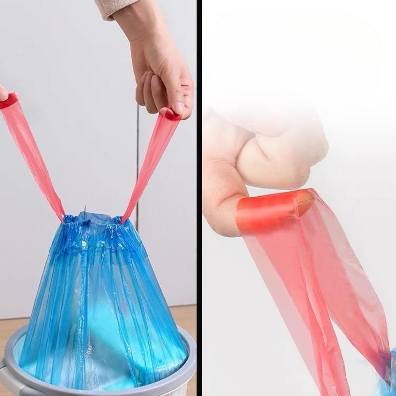 Random Color Drawstring Bin Bag, 5 Rolls Mixed Color Thickened Disposable Garbage Bag, Household Waste Bag for Kitchen Living Room Dormitory Office Car