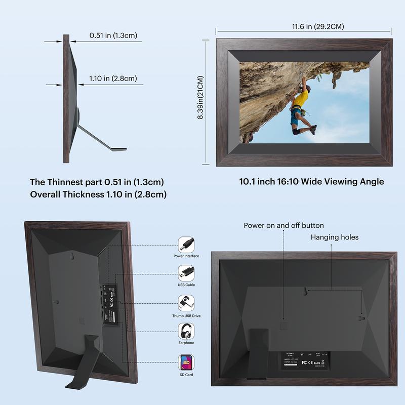 KODAK digital photo frame features a 10.1-inch IPS HD screen, supports WiFi remote control and app management, suitable for both tabletop and wall mounting. dry  flowers marco  defotos