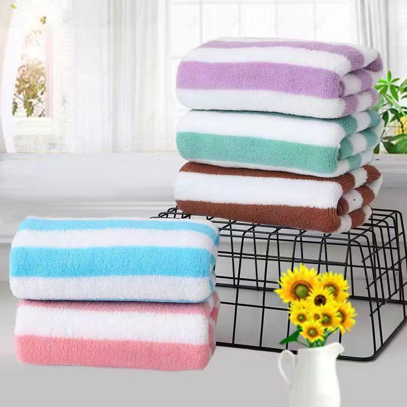 Colorful Striped Soft Bath Towel (5 Counts set), Absorbent Comfortable Bath Towel, Household Bath Towel for Bathroom, Bathroom Supplies