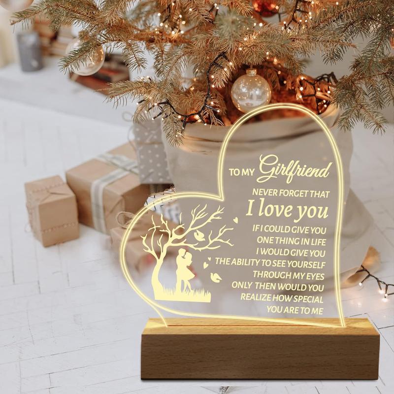 Christmas Gift for Girlfriend, to My Girlfriend Acrylic Engraved 15 * 19CM Presents, Birthday Anniversary Christmas Valentines Day Gifts for Girlfriend