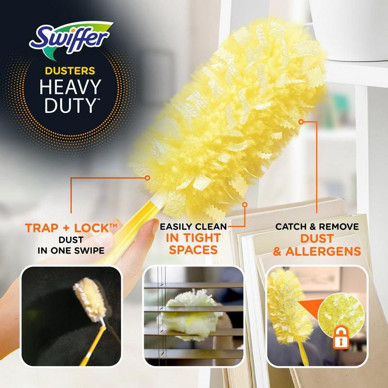 Swiffer Dusters Heavy Duty 3 ft Extendable Handle Dusting Kit (1 Duster, 3 Refills) (PREESHIP)