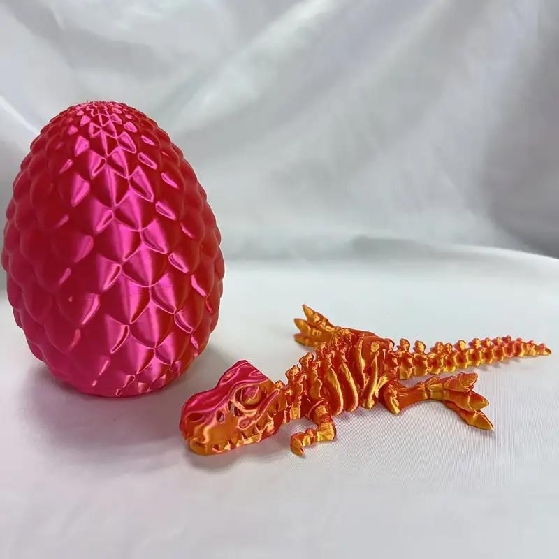 3D Printed Dinosaur Egg & Dinosaur Figurine, 2 Counts set Creative Desktop Ornament, Home Decor for Living Room Bedroom Office