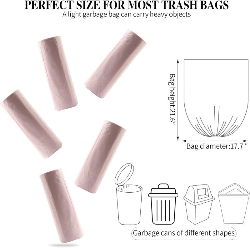 5 Rolls Small Trash Garbage Bags, 4 Gallon Strong Thin Material Disposable Kitchen Garbage Bags, Durable Plastic Trash Bags for Office Home Bedroom Garden Waste Bin, 100 Counts (Pink)