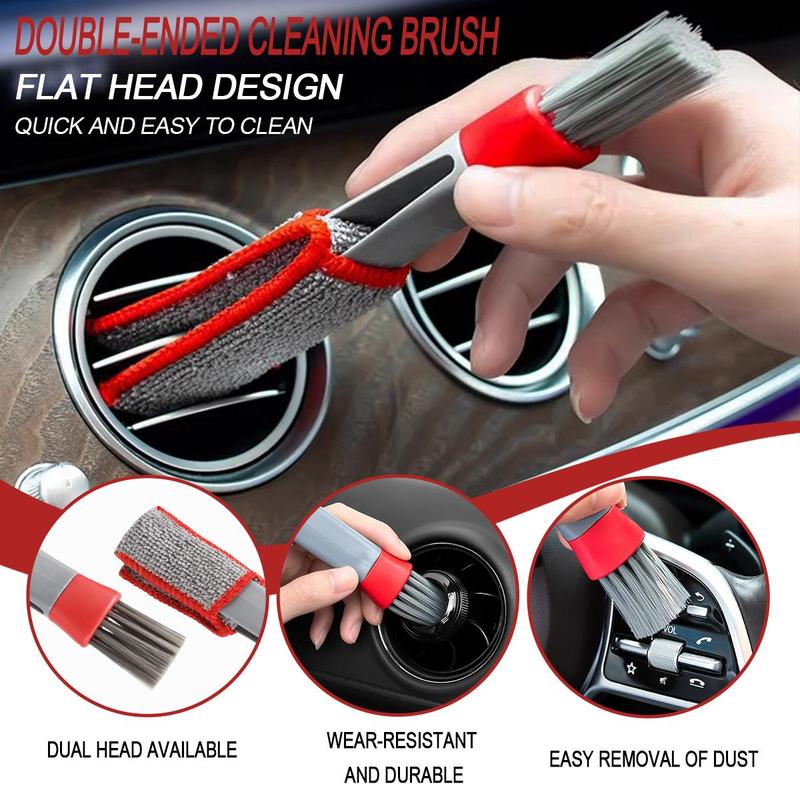 Car Air Conditioner Cleaning Brush, Car Air Conditioner Crevice Brush, Double Head Design Dashboard Soft Bristle Dust Brush, Car Interior Cleaning Brush