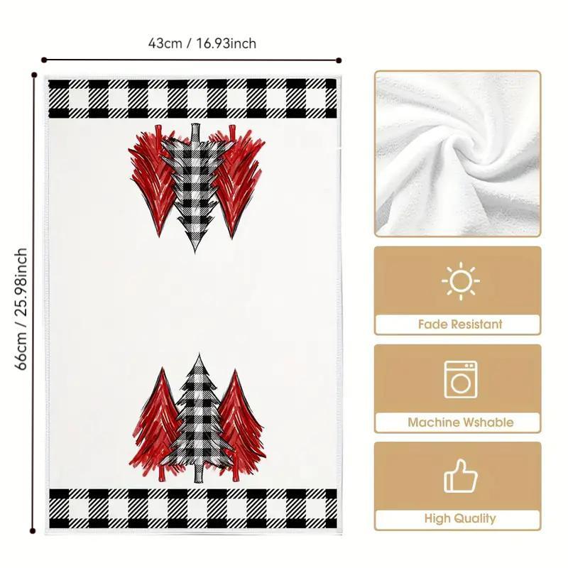 Christmas Themed Kitchen Towel, 2 Counts set Merry Christmas Lettering Soft Absorbent Towel, Kitchen Cleaning Towel, Kitchen Accessories