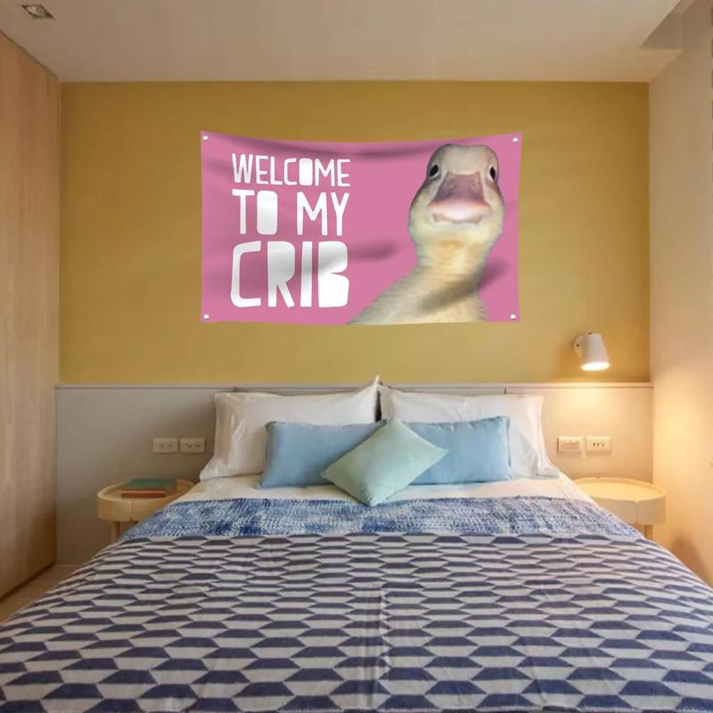 Welcome to My Crib Funny Pink Flag 3X5 Ft for Bedrooms Living Rooms Bars College Dorms Decor,with 4 Brass Grommets