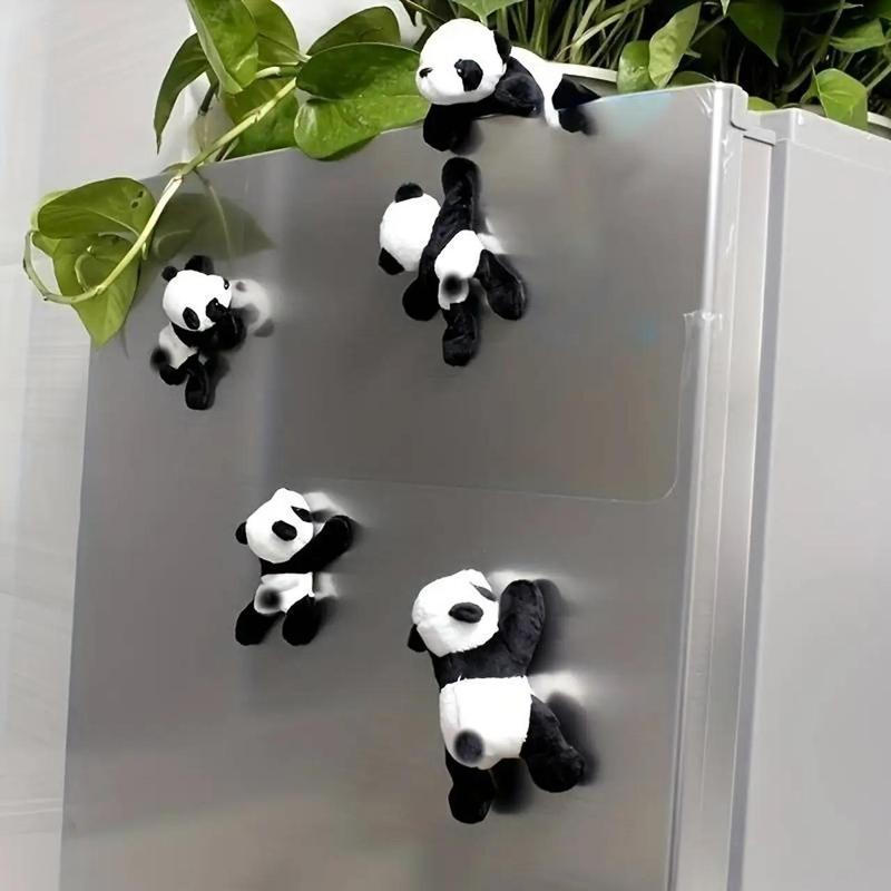 Cute Cartoon Panda Design Refrigerator Magnet, 3 Counts set Soft Plush Fridge Magnet, Magnetic Decoration for Kitchen, Office, Whiteboard