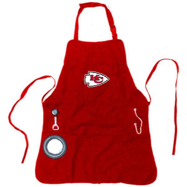 Deluxe Cotton Canvas NFL Team Pride Grilling Cooking Apron - Kansas City Chiefs Adjustable Strap Accessory