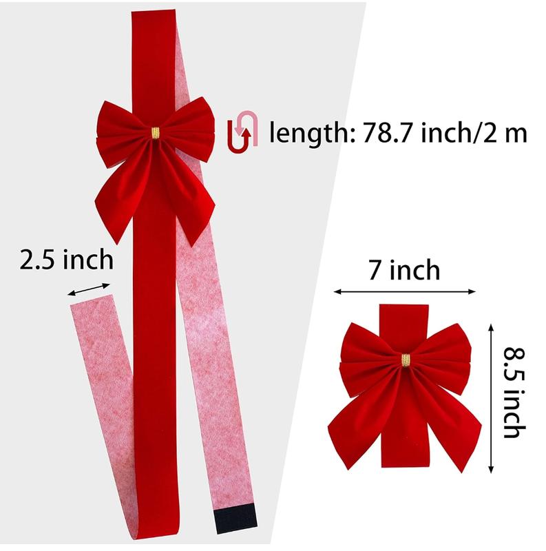 4 PCS Cabinet Door Festive Ribbons and Bows Decoration Holidays,Red