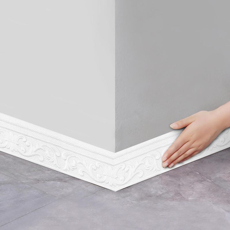 1 Roll Self-adhesive Wall Skirting Border Sticker, Background Wall Edge Sealing Strip, 3D Anti-Collision Wall Decal For Bedroom Living Room