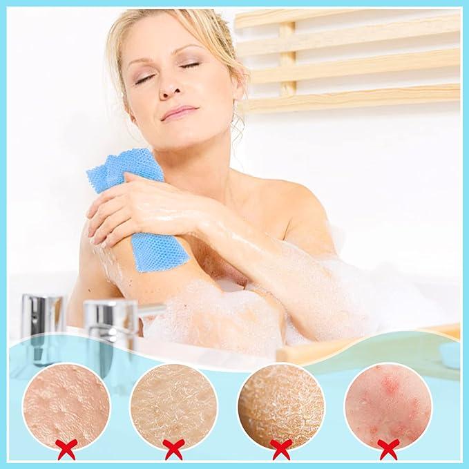 6 Pack African Net Sponge Exfoliating Glove Set, 3 Bath Sponge Body Scrubber Back Scrubber and 3 Pairs Accessories Skincare bodycare