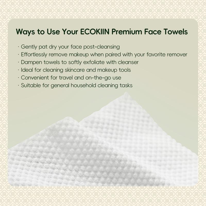 BlackFriday-Ecokiin Premium Disposable Face Towels Multi-Use Extra-Thick Super-Soft Eco-Friendly Biodegradable Single Pack 80 Towels Skincare Comfort