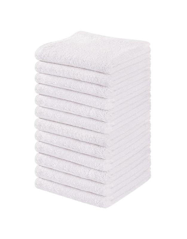 100% Cotton - Wash Cloth Set - Flannel Face Cloths, Highly Absorbent and Super Soft Feel Fingertip Towels (White Pack of 12)