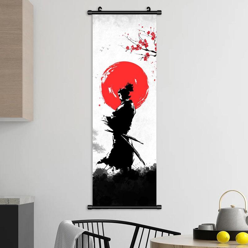 Samurai Pattern Poster, 1 Count 5 Counts Japanese-style Canvas Wall Decor, Wall Art Decor for Home Living Room Bedroom, Gift for Friends, Bedroom Decor Accessories, Fall Decor, Boyfriend Gifts