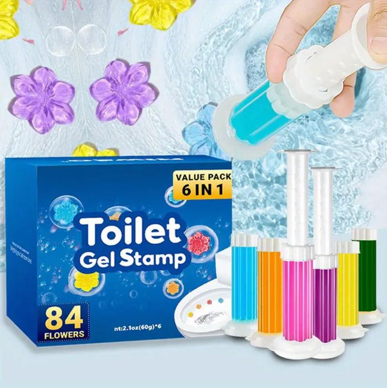 1 Box, Toilet Cleaning Gel, Flower Stamp Toilet Gel, 84 Flowers, Scented Toilet Deodorant Gel, Toilet Bowl Cleaner, Odor Removal Gel, Bathroom Air Freshener, Suitable For Toilet, Cleaning Supplies, Household Cleaners Perfume Multicoloured Lavender