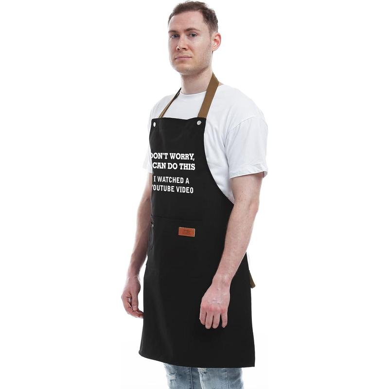 Father's Day Gifts for Dad, Gifts for Husband, Boyfriend, Brother, Men Unique Birthday Gifts, Funny Gifts for Mom, Dad Gifts From Daughter Son – BBQ Cooking Chef Apron 3 Pockets, Kitchen Gifts Christmas Accessory Christmas Accessory Adjustable Baking Cott