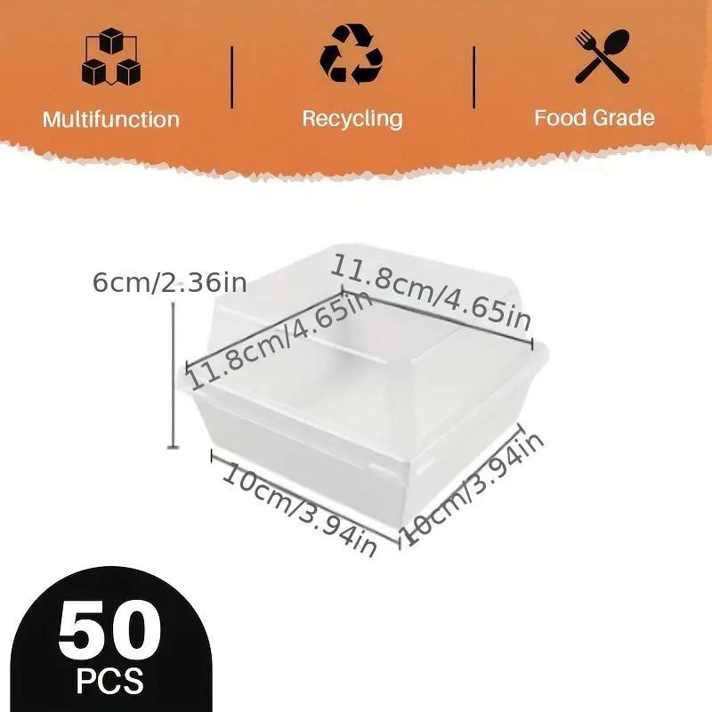 Paper Dessert Boxes with Clear Lids, 50pcs Disposable Food Cake Containers, Mini Deli Boxes, Bakery Take Out Containers for Picnics, Sandwiches, Cookies, Fruit, Party Supplies