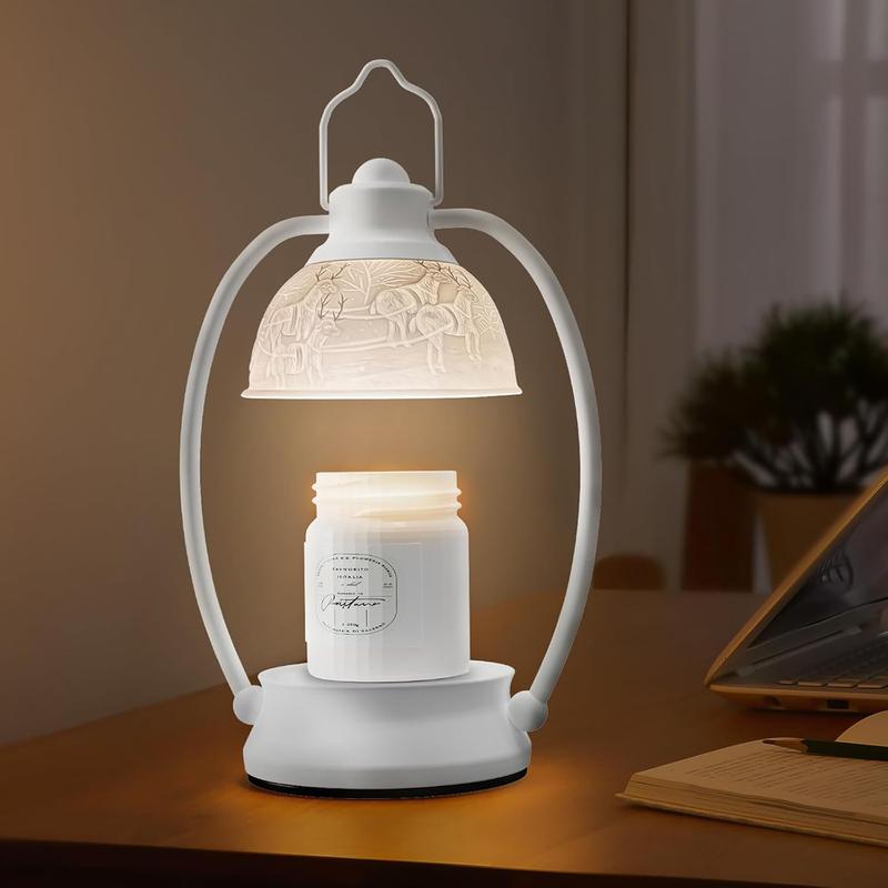 Dimmable Candle Warmer Lamp! Reindeer lampshade, melts wax, holds candles. Light & fragrance in one, fills room with cozy vibes