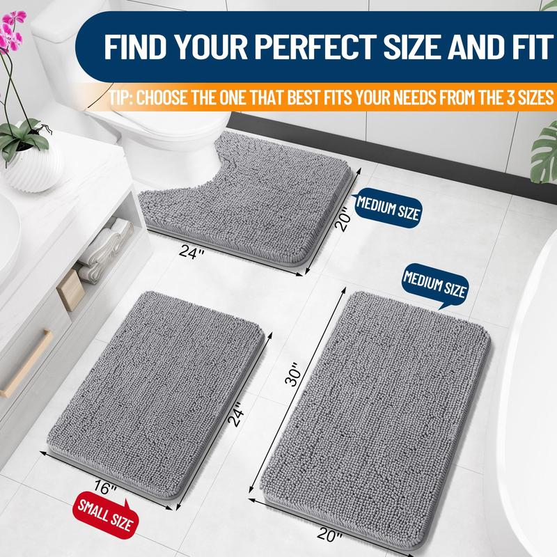 Soft and absorbent bathroom rugs with rubber backing, quick drying, suitable for bathroom floors, bathtubs and showers, home decor accessories cozy