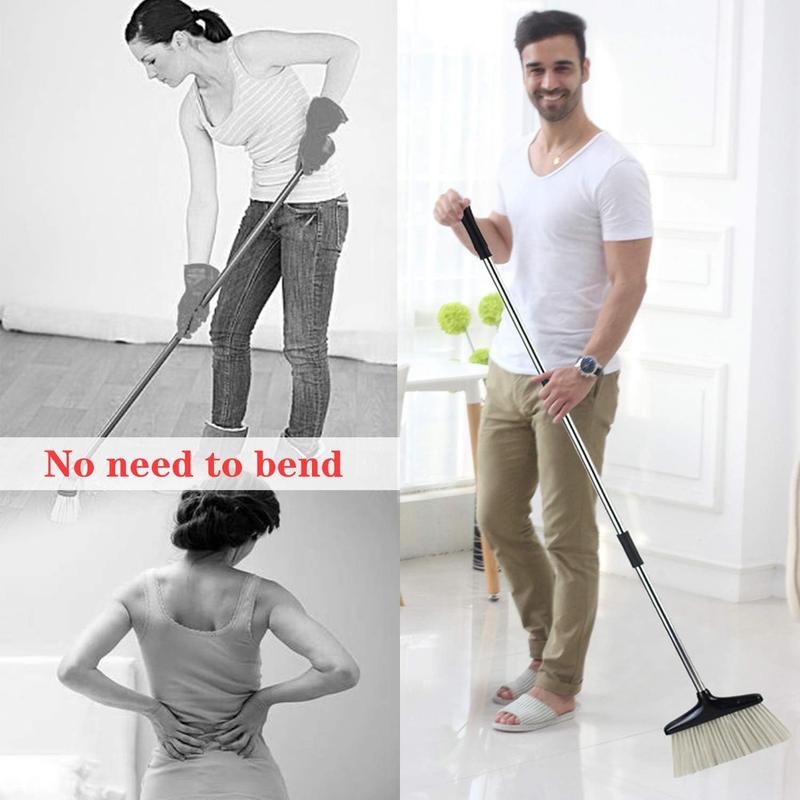 Broom and Dustpan Set with Lid for Home - Upright Dustpan Broom Combo for Apartment and Household Use