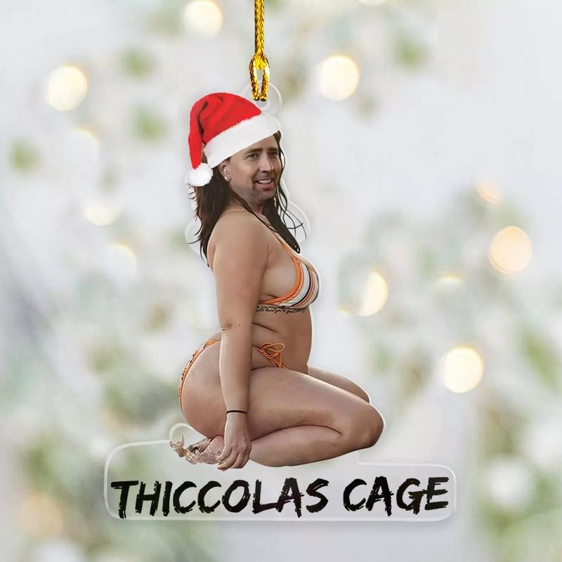 Thiccolas Cage Nicolas Cage Christmas Shaped Ornament, Nicolas Cage Meme Gift